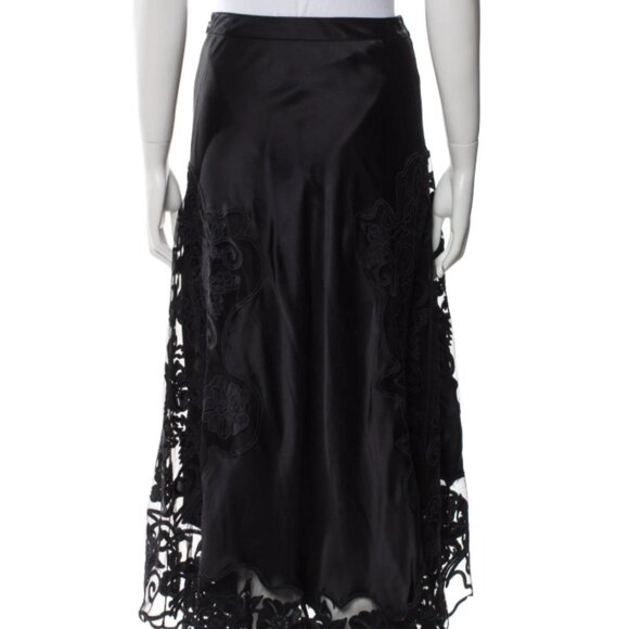 NWOT ULLA JOHNSON Cressida Silk Lace Midi Skirt in Noir XS $690 - Picture 7 of 8